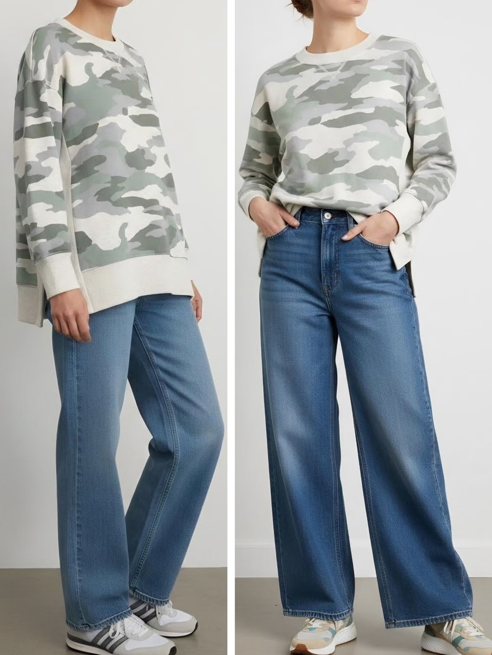 New! Aerie Good Vibes Camo Oversized Sweatshirt Slit Sweater